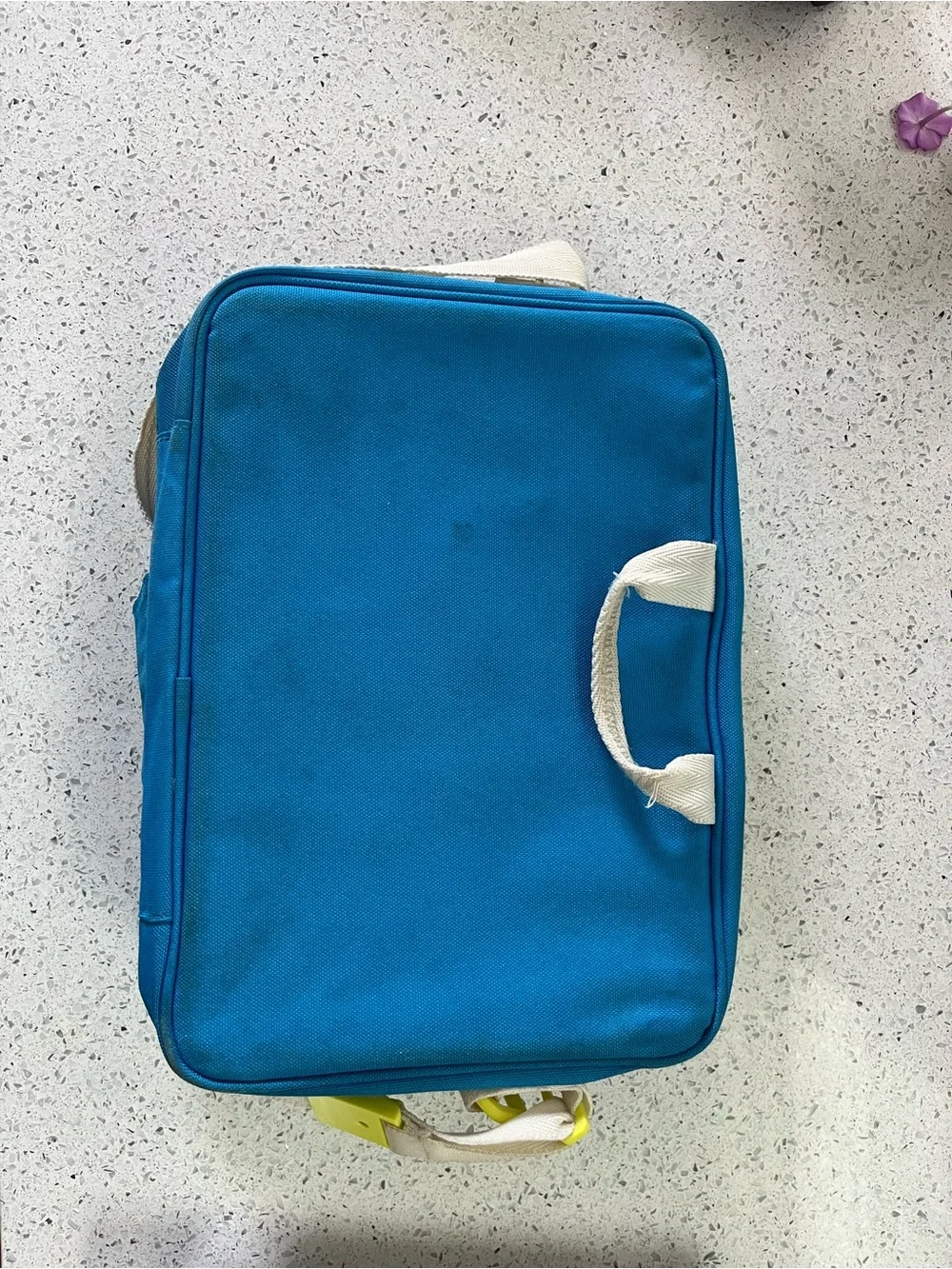 Blue Crossbody Lunch Bag with Yellow Trim